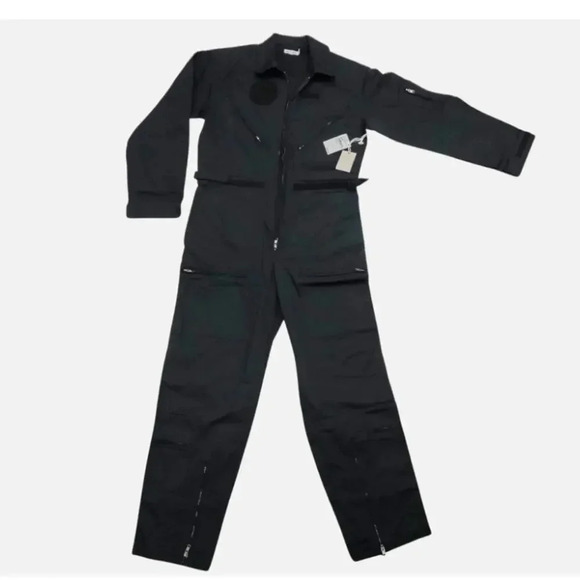 NWT Good American Flight Suit Denim Jumpsuit Ruched Waist Tapered Leg Black 4XL - Picture 3 of 6